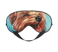 Cozimangoe Sleep Mask, Double Sided Silky Soft Eye Masks Adjustable Strap Blindfold for Women Men, Travel Night Shift Yoga Camping, Personalized Dog Yorkshire Terrier