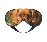 Cozimangoe Sleep Mask, Double Sided Silky Soft Eye Masks Adjustable Strap Blindfold for Women Men, Travel Night Shift Yoga Camping, Personalized Cavalier King Charles Spaniel Brown Curly Dogs