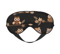 Cozimangoe Sleep Mask, Double Sided Silky Soft Eye Masks Adjustable Strap Blindfold for Women Men, Travel Night Shift Yoga Camping, Personalized Cute Brown Cartoon Owls
