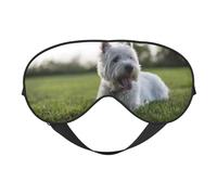 Cozimangoe Sleep Mask, Double Sided Silky Soft Eye Masks Adjustable Strap Blindfold for Women Men, Travel Night Shift Yoga Camping, Personalized Westie Lawn West Highland White Terrier Dogs