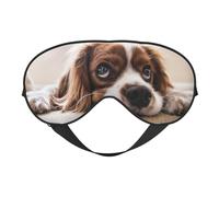 Cozimangoe Sleep Mask, Double Sided Silky Soft Eye Masks Adjustable Strap Blindfold for Women Men, Travel Night Shift Yoga Camping, Personalized Cavalier King Charles Spaniel Cute Dogs Pets