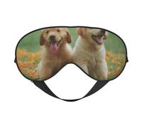 Cozimangoe Sleep Mask, Double Sided Silky Soft Eye Masks Adjustable Strap Blindfold for Women Men, Travel Night Shift Yoga Camping, Personalized Yellow Labrador Retriever Puppies