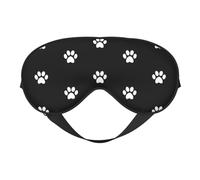 Cozimangoe Sleep Mask, Double Sided Silky Soft Eye Masks Adjustable Strap Blindfold for Women Men, Travel Night Shift Yoga Camping, Personalized White Dog Footprints On Black Background