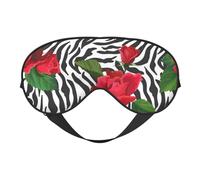 Cozimangoe Sleep Mask, Double Sided Silky Soft Eye Masks Adjustable Strap Blindfold for Women Men, Travel Night Shift Yoga Camping, Personalized Red Flower Animal Zebra