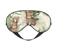 Cozimangoe Sleep Mask, Double Sided Silky Soft Eye Masks Adjustable Strap Blindfold for Women Men, Travel Night Shift Yoga Camping, Personalized Hare Behind Leaf