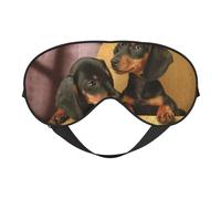 Cozimangoe Sleep Mask, Double Sided Silky Soft Eye Masks Adjustable Strap Blindfold for Women Men, Travel Night Shift Yoga Camping, Personalized Dachshund Puppies Pets Dogs Small Dachshund