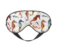 Cozimangoe Sleep Mask, Double Sided Silky Soft Eye Masks Adjustable Strap Blindfold for Women Men, Travel Night Shift Yoga Camping, Personalized Seahorses Ballet White Animals Nautical