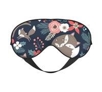 Cozimangoe Sleep Mask, Double Sided Silky Soft Eye Masks Adjustable Strap Blindfold for Women Men, Travel Night Shift Yoga Camping, Personalized Fox Animal Flower Mon and Daughter Son