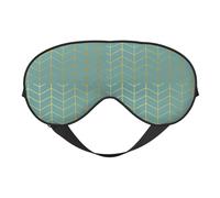 Cozimangoe Sleep Mask, Double Sided Silky Soft Eye Masks Adjustable Strap Blindfold for Women Men, Travel Night Shift Yoga Camping, Personalized Herringbone Pattern Faux Gold Foil Teal Geometric