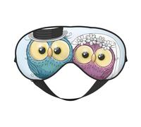 Cozimangoe Sleep Mask, Double Sided Silky Soft Eye Masks Adjustable Strap Blindfold for Women Men, Travel Night Shift Yoga Camping, Personalized Wedding Decorations Funny Owls