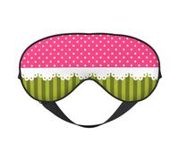 Cozimangoe Sleep Mask, Double Sided Silky Soft Eye Masks Adjustable Strap Blindfold for Women Men, Travel Night Shift Yoga Camping, Personalized Cute Pink Polka Dot Green Stripes Pattern