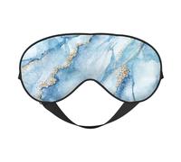 Cozimangoe Sleep Mask, Double Sided Silky Soft Eye Masks Adjustable Strap Blindfold for Women Men, Travel Night Shift Yoga Camping, Personalized Blue Gold Marble Texture