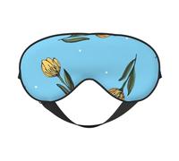 Cozimangoe Sleep Mask, Double Sided Silky Soft Eye Masks Adjustable Strap Blindfold for Women Men, Travel Night Shift Yoga Camping, Personalized Hand Drawn Yellow Tulips