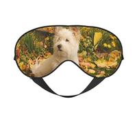 Cozimangoe Sleep Mask, Double Sided Silky Soft Eye Masks Adjustable Strap Blindfold for Women Men, Travel Night Shift Yoga Camping, Personalized Westie Autumn West Highland White Terrier Dogs
