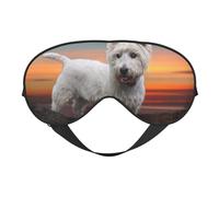 Cozimangoe Sleep Mask, Double Sided Silky Soft Eye Masks Adjustable Strap Blindfold for Women Men, Travel Night Shift Yoga Camping, Personalized West Highland White Terrier Dogs Mountains White