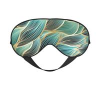 Cozimangoe Sleep Mask, Double Sided Silky Soft Eye Masks Adjustable Strap Blindfold for Women Men, Travel Night Shift Yoga Camping, Personalized Gold and Green Weave Textured