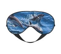 Cozimangoe Sleep Mask, Double Sided Silky Soft Eye Masks Adjustable Strap Blindfold for Women Men, Travel Night Shift Yoga Camping, Personalized Dolphins in The Sea