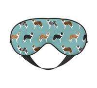 Cozimangoe Sleep Mask, Double Sided Silky Soft Eye Masks Adjustable Strap Blindfold for Women Men, Travel Night Shift Yoga Camping, Personalized Border Collie Dogs