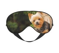 Cozimangoe Sleep Mask, Double Sided Silky Soft Eye Masks Adjustable Strap Blindfold for Women Men, Travel Night Shift Yoga Camping, Personalized Yorkshire Terrier Bokeh Cute Dogs Wall