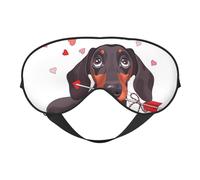 Cozimangoe Sleep Mask, Double Sided Silky Soft Eye Masks Adjustable Strap Blindfold for Women Men, Travel Night Shift Yoga Camping, Personalized Dachshund Dog Puppy Animal Love Arrow