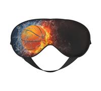 Cozimangoe Sleep Mask, Double Sided Silky Soft Eye Masks Adjustable Strap Blindfold for Women Men, Travel Night Shift Yoga Camping, Personalized Basketball Ball On Fire and Water