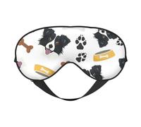 Cozimangoe Sleep Mask, Double Sided Silky Soft Eye Masks Adjustable Strap Blindfold for Women Men, Travel Night Shift Yoga Camping, Personalized Smiling Dog Border Collie