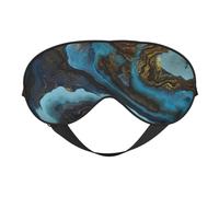 Cozimangoe Sleep Mask, Double Sided Silky Soft Eye Masks Adjustable Strap Blindfold for Women Men, Travel Night Shift Yoga Camping, Personalized Abstract Liquid Marble Blue Golden