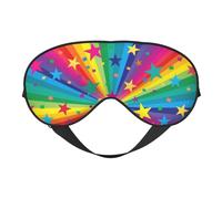 Cozimangoe Sleep Mask, Double Sided Silky Soft Eye Masks Adjustable Strap Blindfold for Women Men, Travel Night Shift Yoga Camping, Personalized Rainbow and Stars Confetti Rays