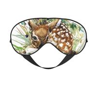 Cozimangoe Sleep Mask, Double Sided Silky Soft Eye Masks Adjustable Strap Blindfold for Women Men, Travel Night Shift Yoga Camping, Personalized Watercolor Wildlife Deer