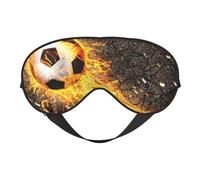 Cozimangoe Sleep Mask, Double Sided Silky Soft Eye Masks Adjustable Strap Blindfold for Women Men, Travel Night Shift Yoga Camping, Personalized Soccer Ball in Burning Fire Flames