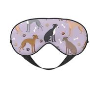 Cozimangoe Sleep Mask, Double Sided Silky Soft Eye Masks Adjustable Strap Blindfold for Women Men, Travel Night Shift Yoga Camping, Personalized Italian Greyhound Dog Bones and Paws