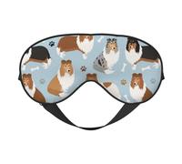 Cozimangoe Sleep Mask, Double Sided Silky Soft Eye Masks Adjustable Strap Blindfold for Women Men, Travel Night Shift Yoga Camping, Personalized Rough Collie Paws and Bones