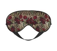 Cozimangoe Sleep Mask, Double Sided Silky Soft Eye Masks Adjustable Strap Blindfold for Women Men, Travel Night Shift Yoga Camping, Personalized Red Roses Leopard Print