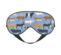 Cozimangoe Sleep Mask, Double Sided Silky Soft Eye Masks Adjustable Strap Blindfold for Women Men, Travel Night Shift Yoga Camping, Personalized Set of Bulls and Cows Cattle Mammal