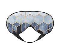 Cozimangoe Sleep Mask, Double Sided Silky Soft Eye Masks Adjustable Strap Blindfold for Women Men, Travel Night Shift Yoga Camping, Personalized Blue Gold Geometric Design