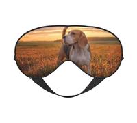 Cozimangoe Sleep Mask, Double Sided Silky Soft Eye Masks Adjustable Strap Blindfold for Women Men, Travel Night Shift Yoga Camping, Personalized Beagle Lawn Dogs On A Walk Pets Dogs Sunset