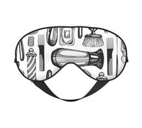 Cozimangoe Sleep Mask, Double Sided Silky Soft Eye Masks Adjustable Strap Blindfold for Women Men, Travel Night Shift Yoga Camping, Personalized Barbershop Icons