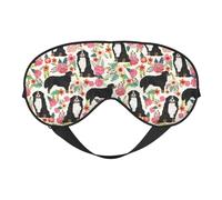 Cozimangoe Sleep Mask, Double Sided Silky Soft Eye Masks Adjustable Strap Blindfold for Women Men, Travel Night Shift Yoga Camping, Personalized Bernese Mountain Dog Vintage Style Florals