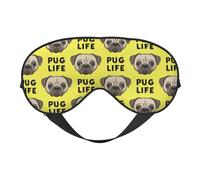 Cozimangoe Sleep Mask, Double Sided Silky Soft Eye Masks Adjustable Strap Blindfold for Women Men, Travel Night Shift Yoga Camping, Personalized Pug Life Cute Pug Face Yellow