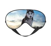 Cozimangoe Sleep Mask, Double Sided Silky Soft Eye Masks Adjustable Strap Blindfold for Women Men, Travel Night Shift Yoga Camping, Personalized Siberian Husky 1