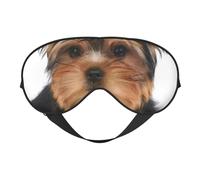 Cozimangoe Sleep Mask, Double Sided Silky Soft Eye Masks Adjustable Strap Blindfold for Women Men, Travel Night Shift Yoga Camping, Personalized Yorkshire Terrier Lies On White