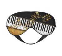 Cozimangoe Sleep Mask, Double Sided Silky Soft Eye Masks Adjustable Strap Blindfold for Women Men, Travel Night Shift Yoga Camping, Personalized Elegant Gold Notes Piano Key Black