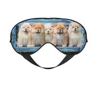 Cozimangoe Sleep Mask, Double Sided Silky Soft Eye Masks Adjustable Strap Blindfold for Women Men, Travel Night Shift Yoga Camping, Personalized Chow-Chow Cute Dogs Five Puppies
