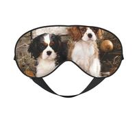 Cozimangoe Sleep Mask, Double Sided Silky Soft Eye Masks Adjustable Strap Blindfold for Women Men, Travel Night Shift Yoga Camping, Personalized Cavalier King Charles Spaniel Small Puppies