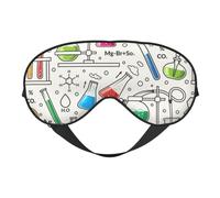 Cozimangoe Sleep Mask, Double Sided Silky Soft Eye Masks Adjustable Strap Blindfold for Women Men, Travel Night Shift Yoga Camping, Personalized Chemical Flask and Test Tube