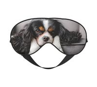 Cozimangoe Sleep Mask, Double Sided Silky Soft Eye Masks Adjustable Strap Blindfold for Women Men, Travel Night Shift Yoga Camping, Personalized Cavalier King Charles Spaniel Dog