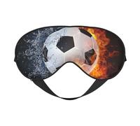 Cozimangoe Sleep Mask, Double Sided Silky Soft Eye Masks Adjustable Strap Blindfold for Women Men, Travel Night Shift Yoga Camping, Personalized Soccer Ball On Fire Water