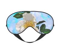 Cozimangoe Sleep Mask, Double Sided Silky Soft Eye Masks Adjustable Strap Blindfold for Women Men, Travel Night Shift Yoga Camping, Personalized White Flower Prickly Floral Watercolor Sky