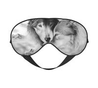Cozimangoe Sleep Mask, Double Sided Silky Soft Eye Masks Adjustable Strap Blindfold for Women Men, Travel Night Shift Yoga Camping, Personalized Black and White Wolf Print