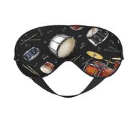 Cozimangoe Sleep Mask, Double Sided Silky Soft Eye Masks Adjustable Strap Blindfold for Women Men, Travel Night Shift Yoga Camping, Personalized Jazz Collection Black Drum